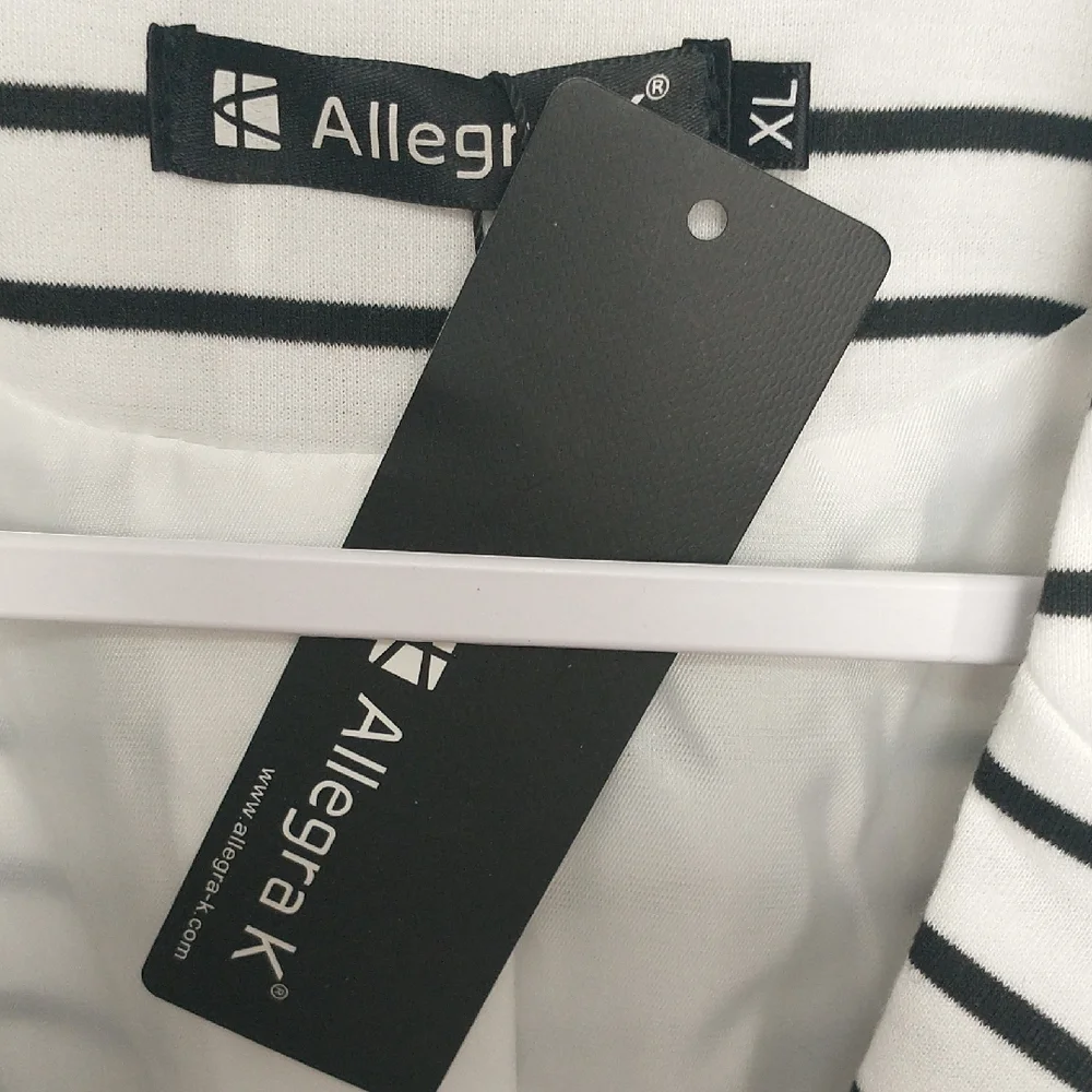 Allegra K White and Black Striped Blazer - Picture 2 of 6
